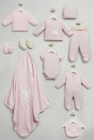 Bebitof My Baby Kumsal % 100 Coton 10 Lu Hastane Çıkışı Yeni Sevimli Kedi Desenli Pembe 10115 - 2
