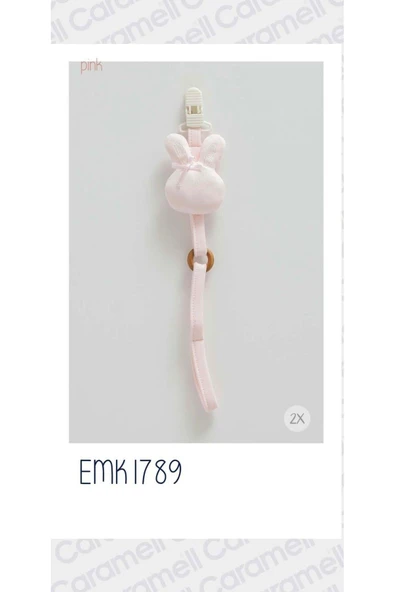 Caramell My Baby Kumsal Tavşanlı Emzik Askısı 2 Li Set 1789 Ekru Ve Pembe - 2