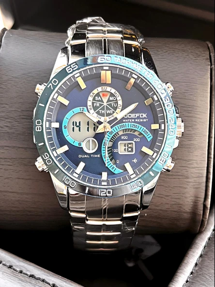 Joefox Çelik Kordon Dijital Ve Analog 2 Yıl Garantili 3 Atm Suya Dayanıklı Erkek Kol Saati JOE.CL02 - Resim 3