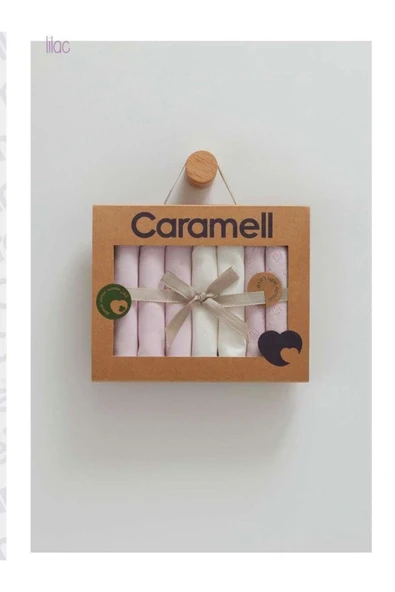 Caramell My Baby Kumsal %100 Coton 7li Bebek Ağız Silme Mendili Yeni Sezon Sevimli Tavşan Lila 1491 - 3