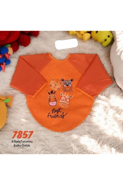BUUDE My Baby Kumsal Sıvı Geçirmez bebek& Çocuk Mama ve Aktivite Önlüğü Best Frıends Desenli 7857 - 2