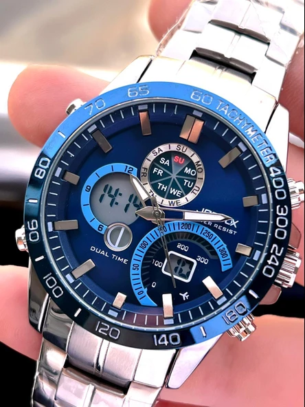 Joefox Çelik Kordon Dijital Ve Analog 2 Yıl Garantili 3 Atm Suya Dayanıklı Erkek Kol Saati JOE.CL02 - Resim 2