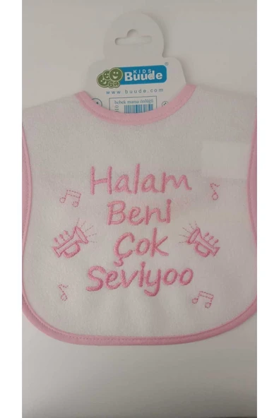 BUUDE My Baby Kumsal Su Geçirmez Halam Beni Çok Seviyor Baskılı Bebek Mama Önlüğü ürün görseli
