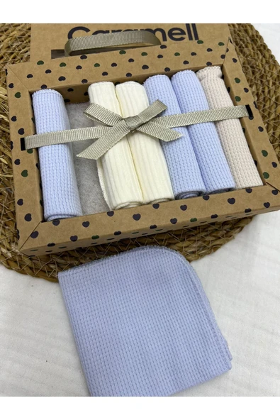 Caramell %100 Coton 7li Bebek Ağız Silme Mendili Sport Boy Desenli Organik // 1322 mavi