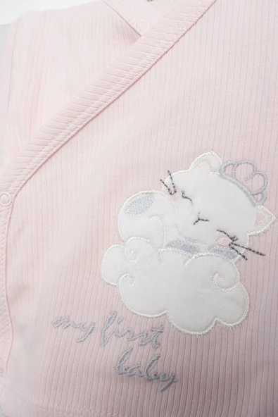 Bebitof My Baby Kumsal % 100 Coton 10 Lu Hastane Çıkışı Yeni Sevimli Kedi Desenli Pembe 10115 - 4