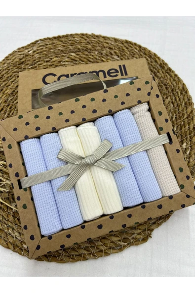 Caramell %100 Coton 7li Bebek Ağız Silme Mendili Sport Boy Desenli Organik // 1322 mavi - 3