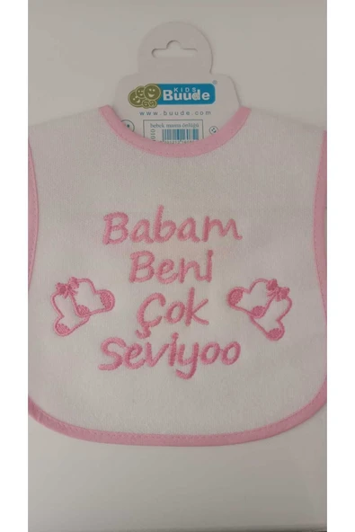 BUUDE My Baby Kumsal Su Geçirmez Babam Beni Çok Seviyor Baskılı Bebek Mama Önlüğü