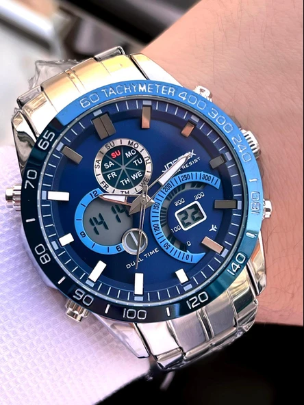 Joefox Çelik Kordon Dijital Ve Analog 2 Yıl Garantili 3 Atm Suya Dayanıklı Erkek Kol Saati JOE.CL02 ürün görseli