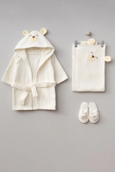 Bebitof My Baby Kumsal % 100 Pamuk 0 - 24 Ay Bornoz Sevimli Köpek Desen Kutu İçerisinde 30041 - Resim 2