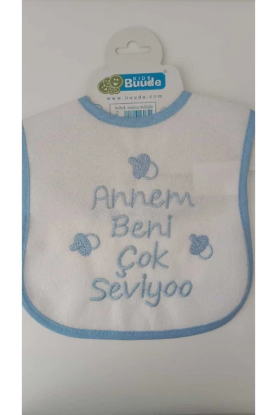 BUUDE My Baby Kumsal Su Geçirmez Annem Beni Çok Seviyor Baskılı Bebek Mama Önlüğü ürün görseli