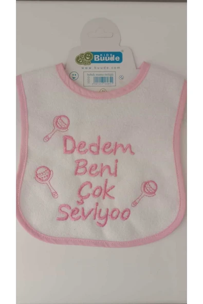 BUUDE My Baby Kumsal Su Geçirmez Dedem Beni Çok Seviyor Baskılı Bebek Mama Önlüğü - 1