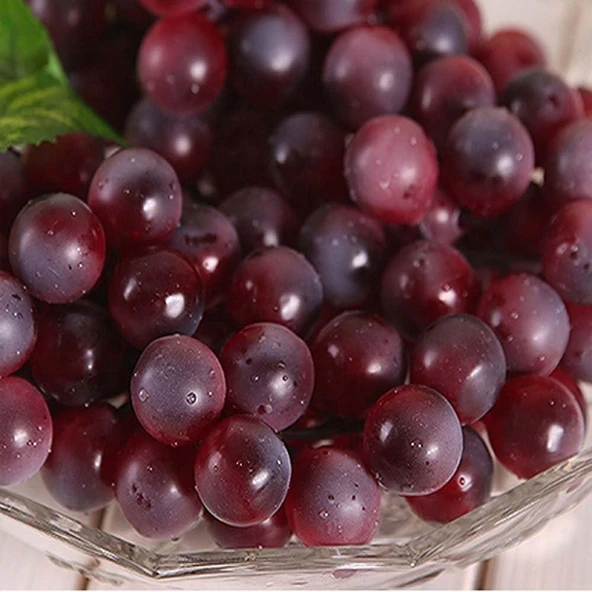 Nettenevime 2li Set Yapay Meyve Kırmızı Üzüm Süs Dekoratif Meyve 15CM - Resim 2