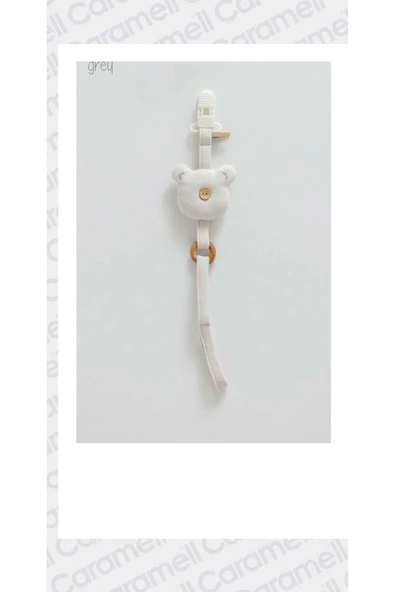 Caramell My Baby Kumsal Ayıcıklı Emzik Askısı 1790 Gri - Resim 3