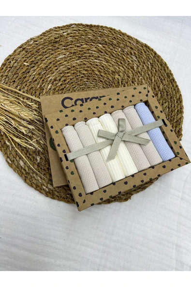 Caramell %100 Coton 7li Bebek Ağız Silme Mendili sport Boy Desenli Organik // 1322 bej - 4