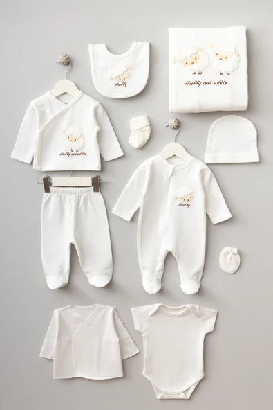 Bebitof My Baby Kumsal % 100 Coton 10 Lu Hastane Çıkışı Yeni Sevimli Kuzu Desenli 10120 - 1