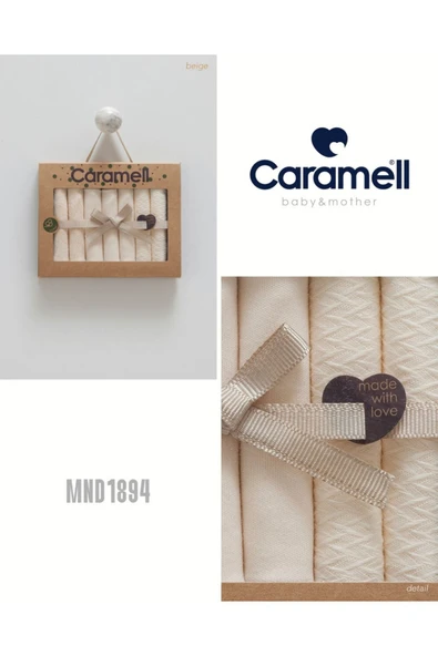 Caramell My Baby Kumsal %100 Coton 7li Bebek Ağız Silme Mendili Yeni Sezon Yumuşak Mimi Dantel Bej 1894 - 3