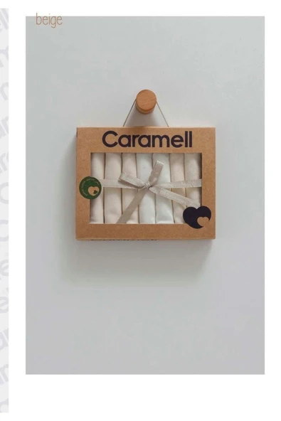 Caramell My Baby Kumsal %100 Coton 7li Bebek Ağız Silme Mendili Yeni Sezon sevimli Ayıcık Bej bk1471 - 2