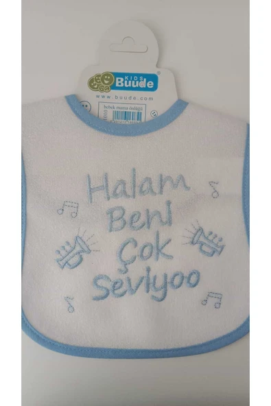 BUUDE My Baby Kumsal Su Geçirmez Halam Beni Çok Seviyor Baskılı Bebek Mama Önlüğü ürün görseli