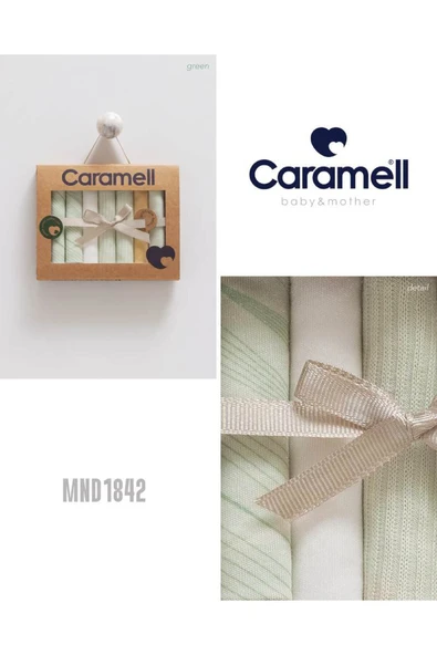 Caramell My Baby Kumsal %100 Coton 7li Bebek Ağız Silme Mendili Yeni Sezon Güzel Bebeğim Yeşil 1842 - 3