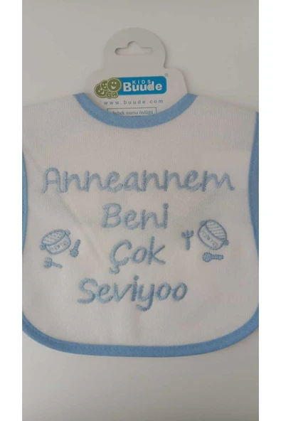 BUUDE My Baby Kumsal Su Geçirmez Anneannem Beni Çok Seviyor Baskılı Bebek Mama Önlüğü ürün görseli