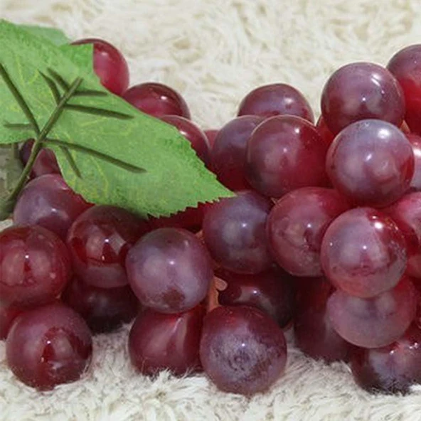 Nettenevime 2li Set Yapay Meyve Kırmızı Üzüm Süs Dekoratif Meyve 15CM - Resim 6