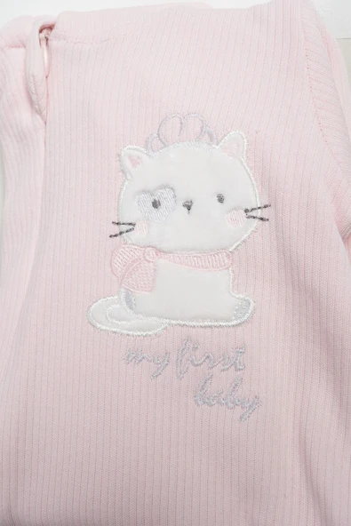 Bebitof My Baby Kumsal % 100 Coton 10 Lu Hastane Çıkışı Yeni Sevimli Kedi Desenli Pembe 10115 - 5