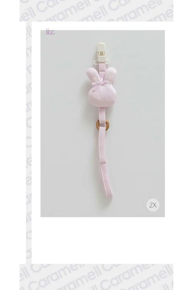 Caramell My Baby Kumsal tavşanlı Emzik Askısı 2 li set 1789 lila ve pembe - Resim 2