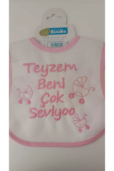 BUUDE My Baby Kumsal Su Geçirmez Teyzem Beni Çok Seviyor Baskılı Bebek Mama Önlüğü - 1