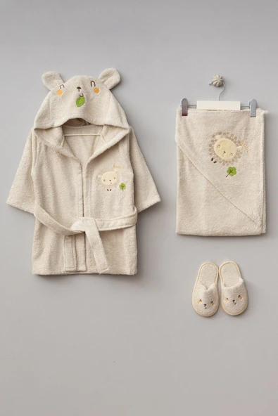 Bebitof My Baby Kumsal % 100 Pamuk 0 - 24 Ay Bornoz Seti Kuzucuk Desen Kutu İçerisinde 30039 ürün görseli 1