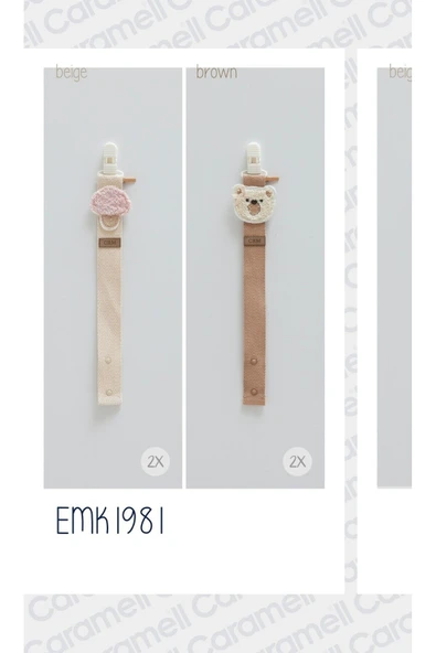Caramell My Baby Kumsal Basic Pembe Mantarlı Ve Ayıcıklı Emzik Askısı 2 Li Set 198 - Resim 3
