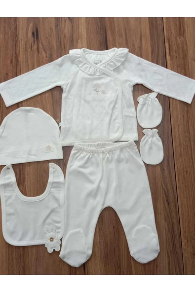 Caramell Cute Rabbit ( Tavşanlı ) Lila, Pembe, ve Ekru Renk Çeşitli Kız Bebek 5 Li Hastane Çıkışı 1473