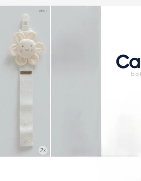 Caramell My Baby Kumsal Gülen Çiçek Emzik Askısı Ekru 2190 - Resim 3