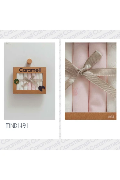 Caramell My Baby Kumsal %100 Coton 7li Bebek Ağız Silme Mendili Yeni Sezon Sevimli Tavşan Ekru 1491 - 3