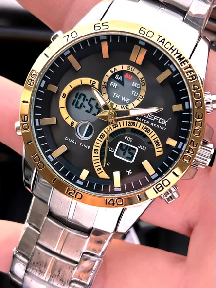 Joefox Çelik Kordon Dijital Ve Analog 2 Yıl Garantili 3 Atm Suya Dayanıklı Erkek Kol Saati JOE.CL04 - Resim 2