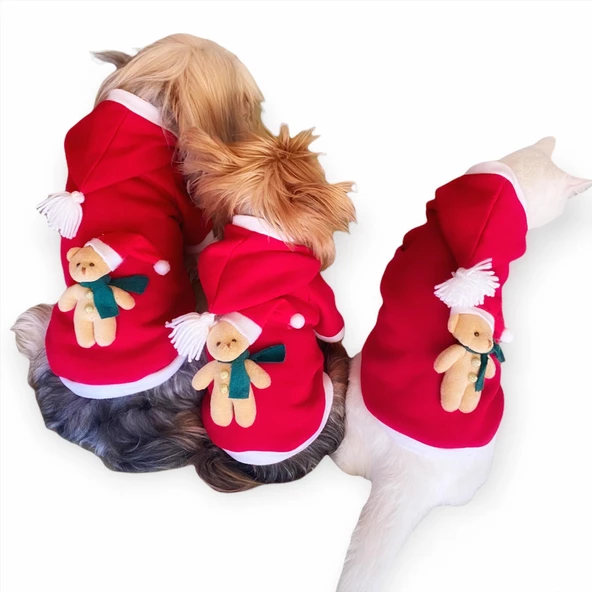 Teddy Noel Kapşonlu Kedi Sweatshirt - 7