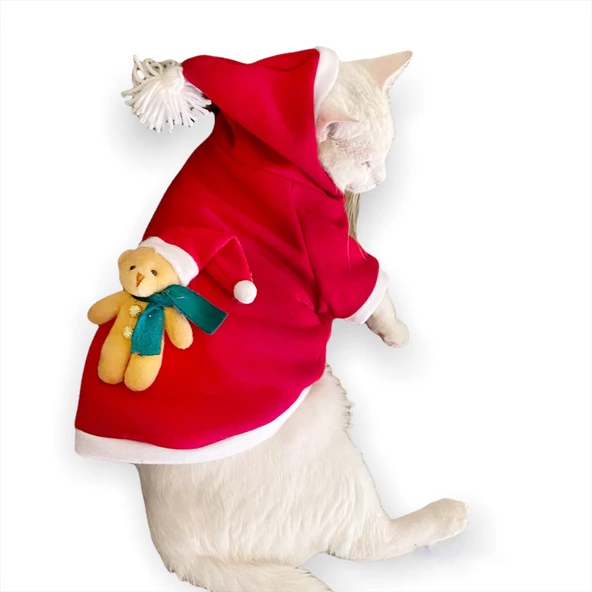 Teddy Noel Kapşonlu Kedi Sweatshirt - 3