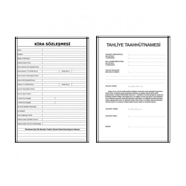 Kira Kontratı ve Tahliye Tahutnamesi 50 Adet Gürmat Kira Sözleşmesi ve Tahliye Taahünamesi 50 Adet