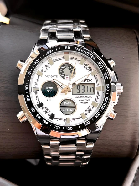 Joefox Çelik Kordon Dijital Ve Analog 2 Yıl Garantili 3 Atm Suya Dayanıklı Erkek Kol Saati JOE.CL06 - Resim 3