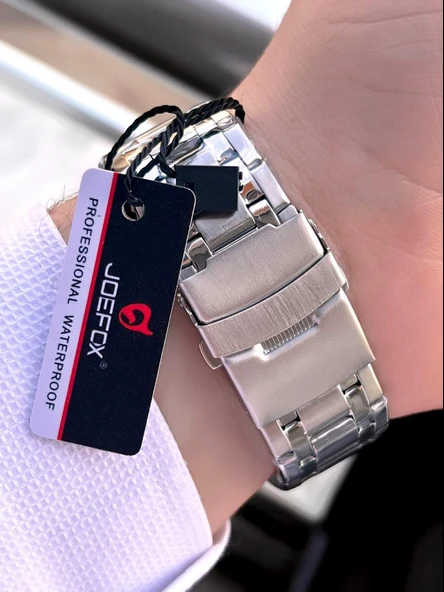 Joefox Çelik Kordon Dijital Ve Analog 2 Yıl Garantili 3 Atm Suya Dayanıklı Erkek Kol Saati JOE.CL06 - Resim 4