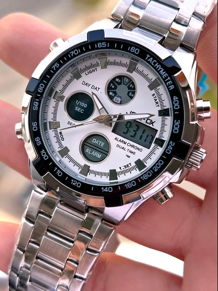 Joefox Çelik Kordon Dijital Ve Analog 2 Yıl Garantili 3 Atm Suya Dayanıklı Erkek Kol Saati JOE.CL06 - Resim 2