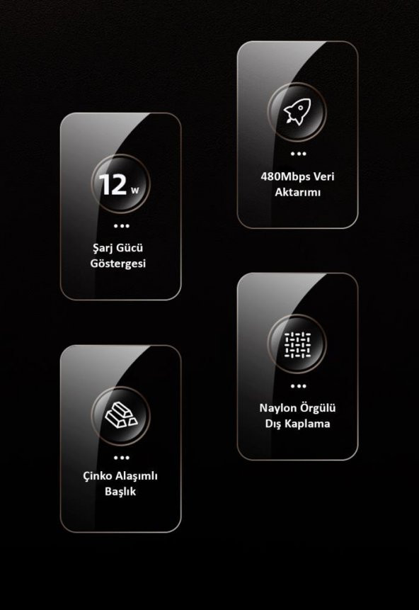 Usams US-SJ543 Dijital Göstergeli,Çipli,Örgülü, 1.2m 2.4A Lightning iPhone Şarj ve Data Kablosu - 6