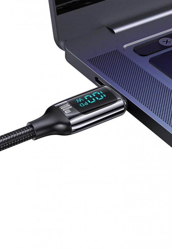 Usams US-SJ546 Dijital Göstergeli Çipli, Örgülü, 1.2m  PD 100W Type-C Hızlı Şarj ve Data Kablosu - 4
