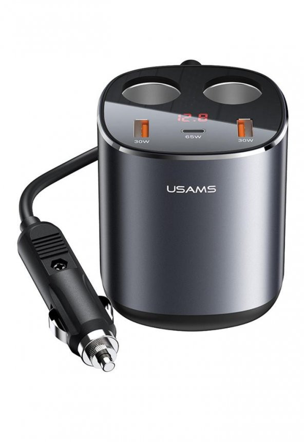 Usams Us-Cc151 Dijital Göstergeli 2X30w Usb+1X65w Pd+2X60w Çakmaklık 245W Araç Hızlı Şarj Organizeri - 2