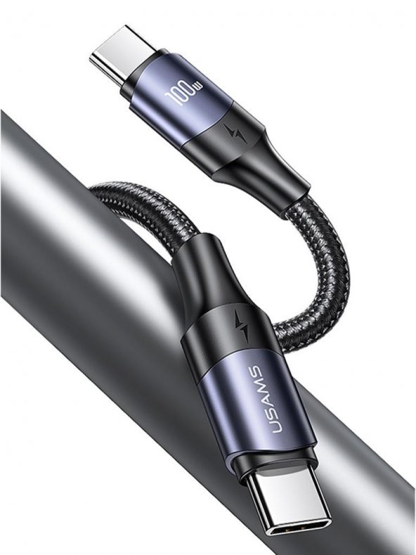 Usams Us-Sj524 Örgülü 1.2M Type-C To Type-C 100W Pd Hızlı Şarj Ve Data Kablosu - 2