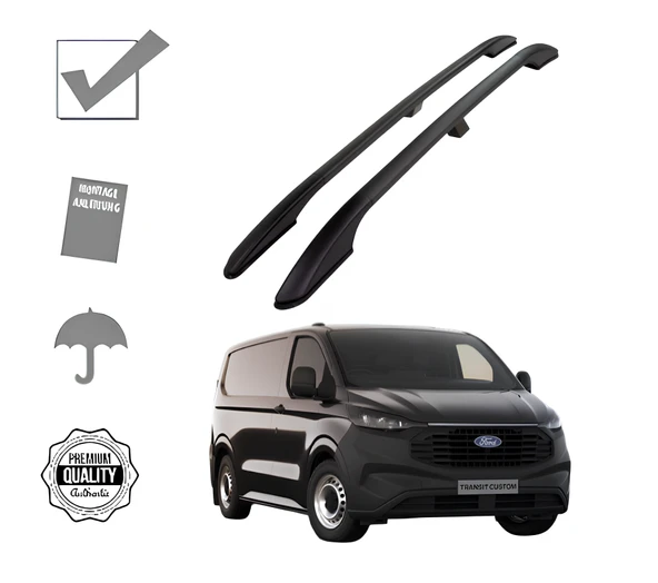 TRANSİT CUSTOM VAN KISA ŞASE 2025 2026 2027 PORTBAGAJ TAVAN ÇITASI SİYAH ürün görseli