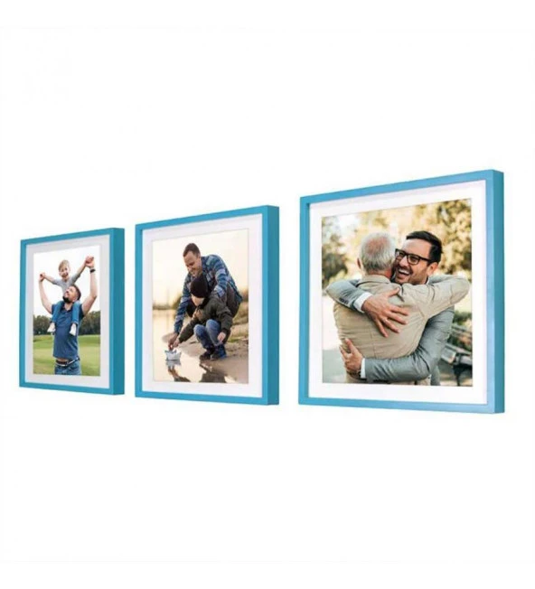Yapışan Sök Tak Kare Çerçeve - Mavi 3'Lü Paket - Resim 2