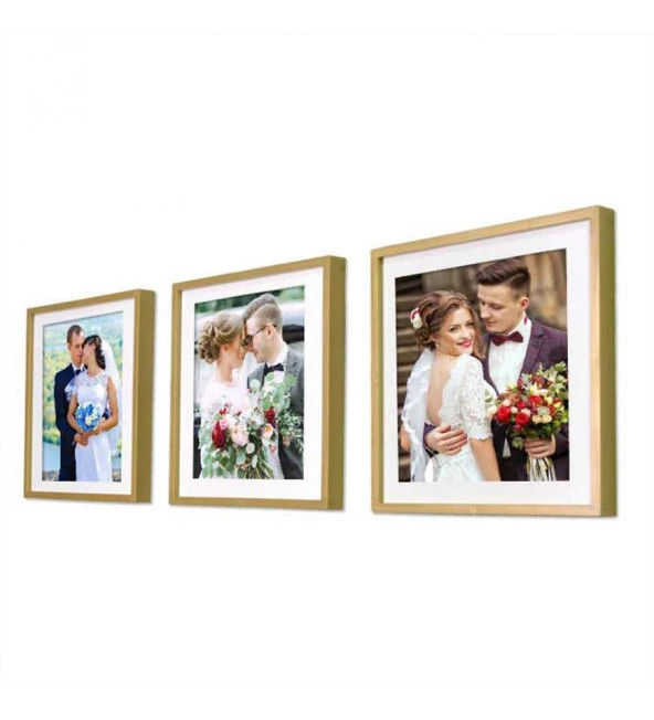 Yapışan Sök Tak Kare Çerçeve - Gold 3'Lü Paket - Resim 2