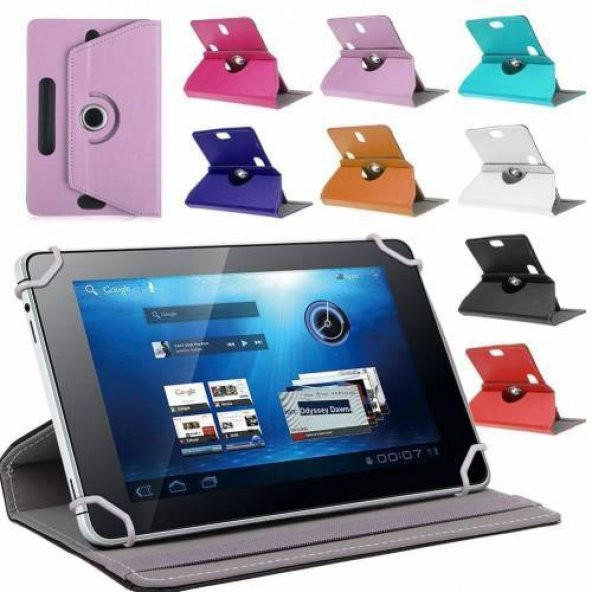 Ezcool Smart HD8 Tablet PC 8"  Dönebilen Standlı Tablet Kılıfı - Siyah