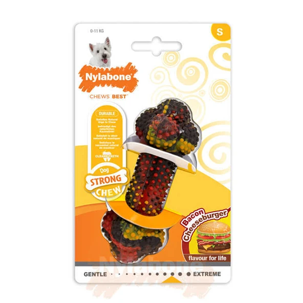 833208-Nylabone Domuz Pastırması ve Cheeseburger Aromalı Köpek Çiğneme Kemiği S 12 Cm ürün görseli 1