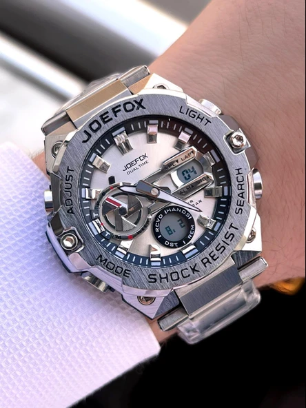 Joefox Çelik Kordon Dijital Ve Analog 2 Yıl Garantili 3 Atm Suya Dayanıklı Erkek Kol Saati JOE.CL09 ürün görseli